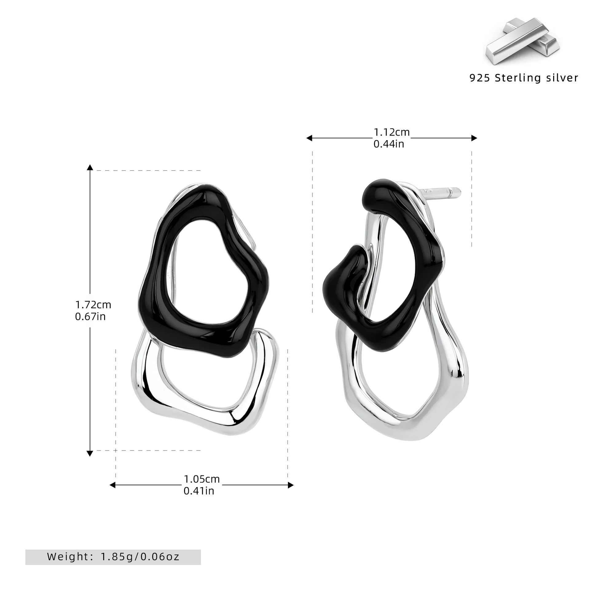Damen Ohrhänger aus hochwertigem 925 Sterlingsilber mit modernen, geschwungenen Formen Shop Nory