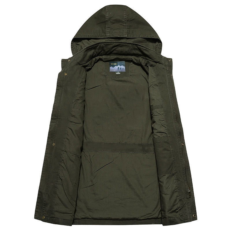 Herren robuste Canvas-Feldjacke mit Kapuze, Mehrfach-Taschen und verstärkten Nähten Shop Nory