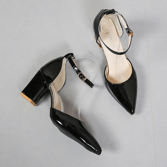 Damen elegante High-Heels mit transparentem Riemen und Blockabsatz