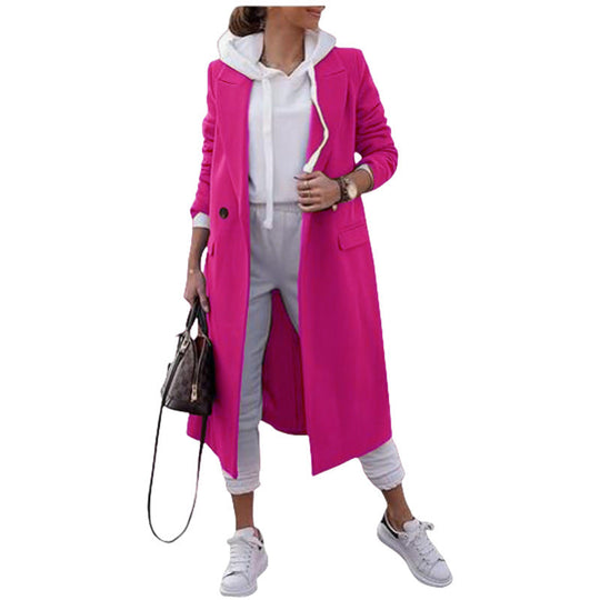 Damen modischer Oversize-Mantel mit elegantem Revers und praktischen Taschen
