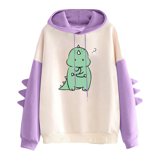 Damen nan Kapuzenpullover mit niedlichem Dinosaurier-Print und dreidimensionalen Ärmeldetails Shop Nory