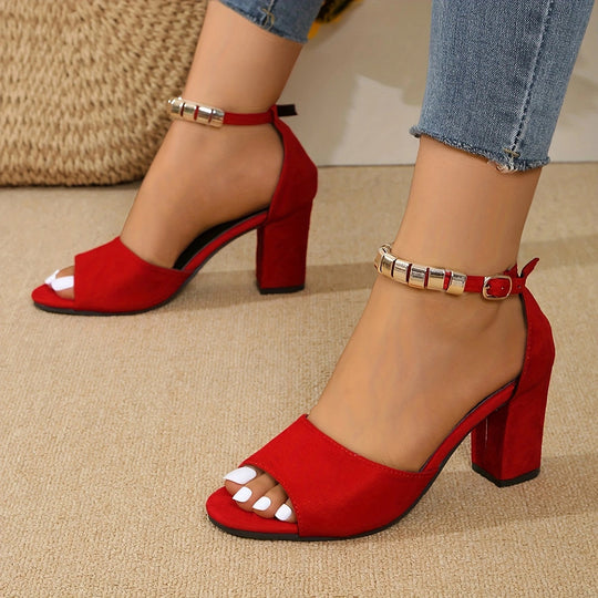 Damen Absatzsandalen mit transparenten Riemen und glitzerndem Akzent