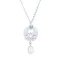 Damen Halskette mit elegantem Lotus-Anhänger und Perle Shop Nory
