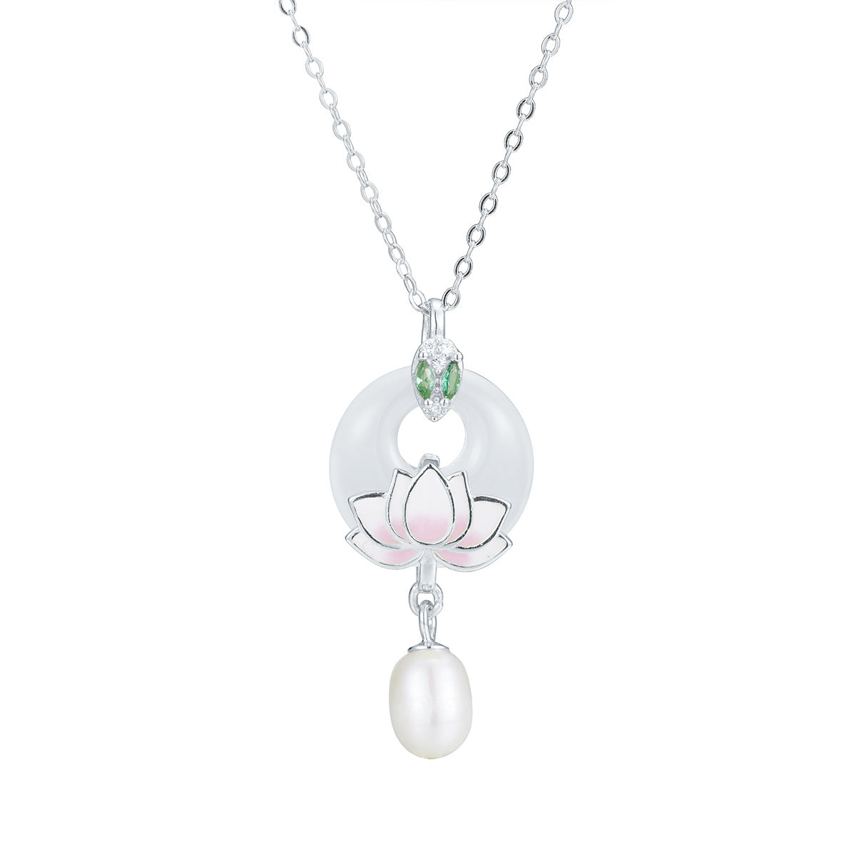 Damen Halskette mit elegantem Lotus-Anhänger und Perle Shop Nory