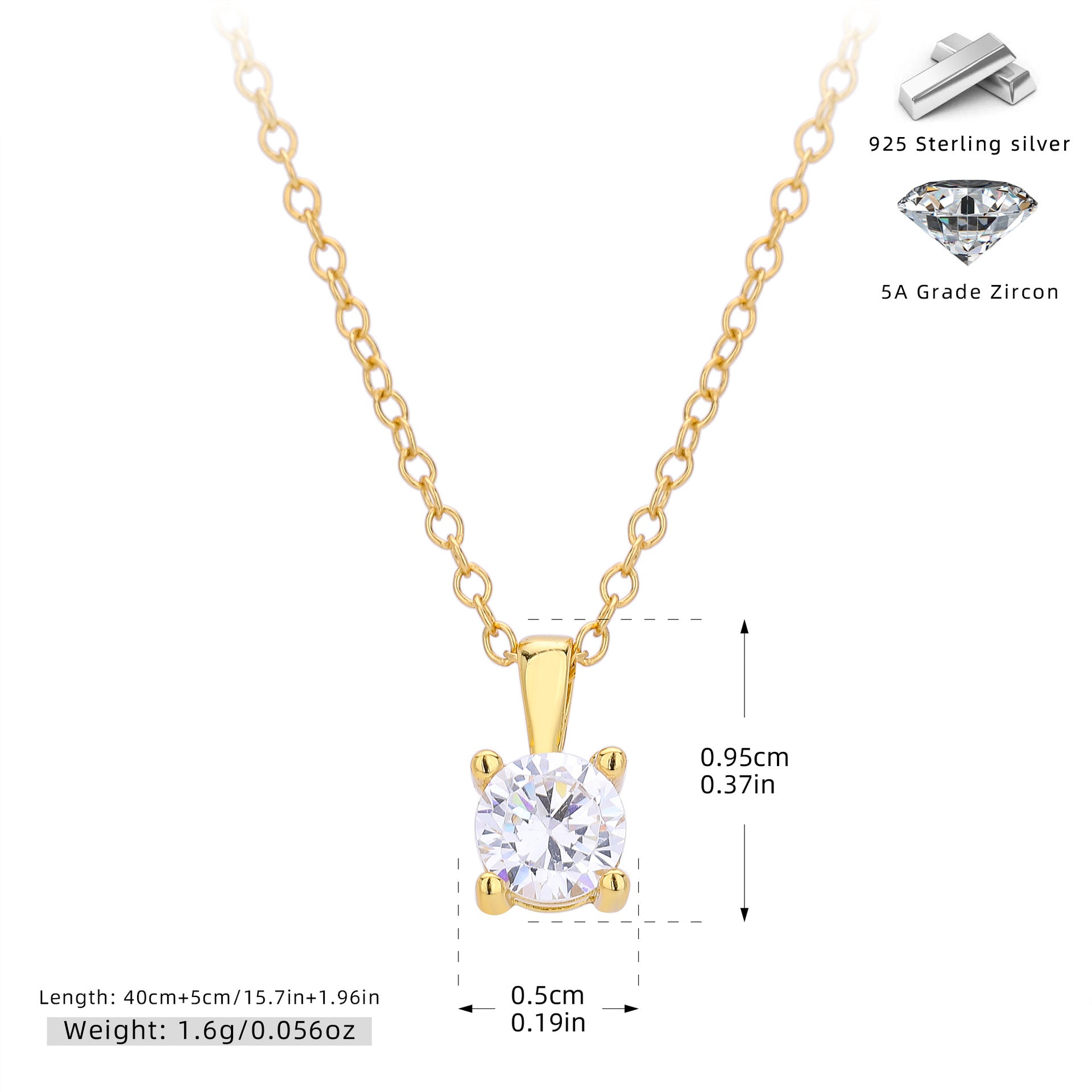 Damen Halskette mit funkelndem Zirkonanhänger aus hochwertigem 925 Sterling Silber Shop Nory