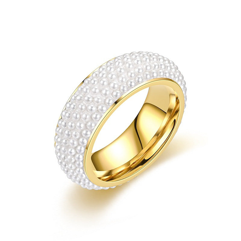 Damen Ring mit luxuriösem Perlendesign und hochwertiger Goldoberfläche Shop Nory
