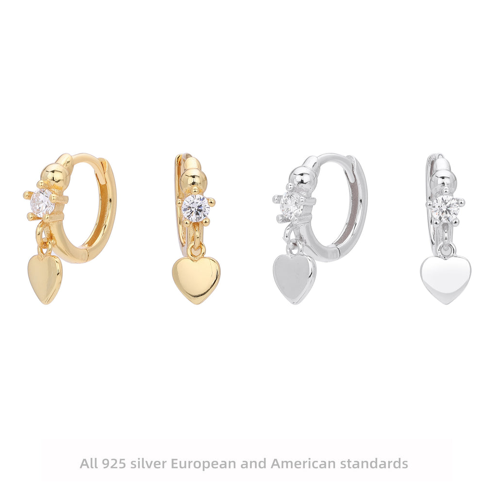 Damen Ohrhänger aus 925 Sterling Silber mit funkelndem Zirkon und herzförmigem Anhänger Shop Nory