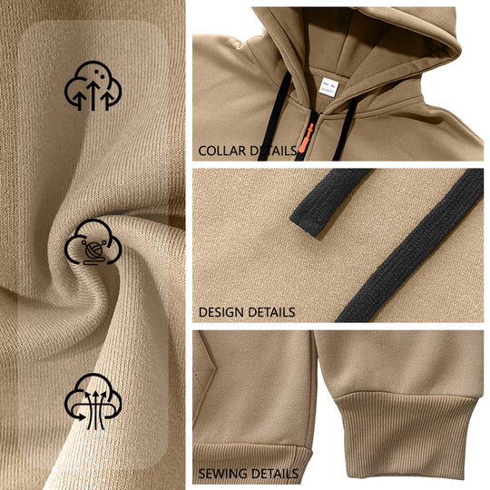 Herren Kapuzenpullover mit halbem Reißverschluss und Utility-Ärmeltasche Shop Nory