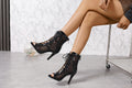 Damen Peep-Toe Stiefeletten mit transparentem Netzdesign und schickem Absatz Shopnory