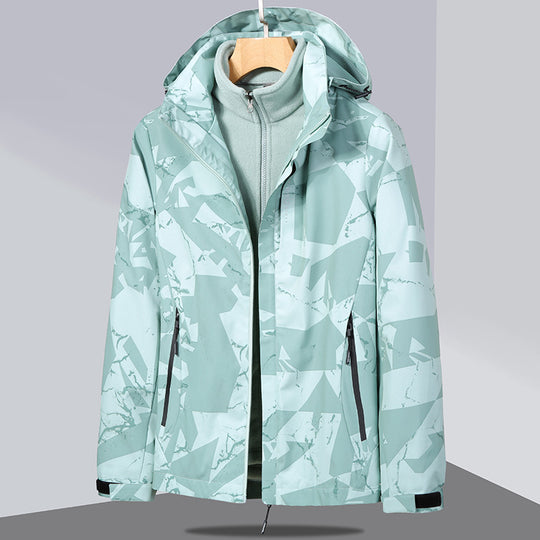 Damen zweilagige Softshelljacke mit abnehmbarer Fleece-Innenjacke und Kapuze Shop Nory