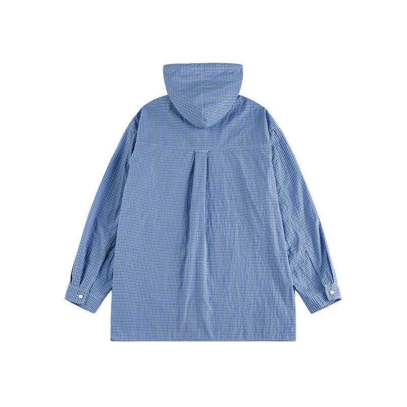Unisex Kapuzen-Overshirt im karierten Longline-Schnitt mit Pattentaschen und Druckknopfleiste Shop Nory