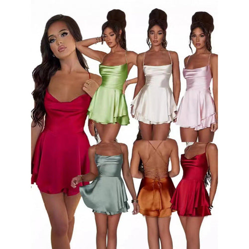 Damen-Minikleid mit sexy Schnitt, fließendem Rock,