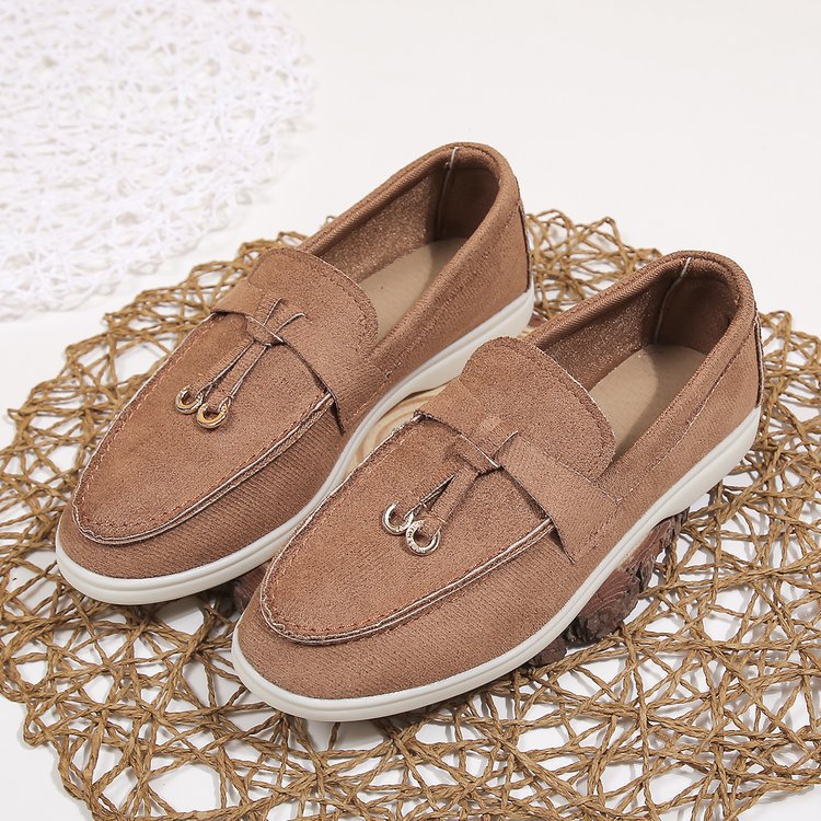 Damen Slipper-Loafer aus Velourslederoptik mit dekorativem Knotenriemen und leicht profilierter Gummisohle Shop Nory
