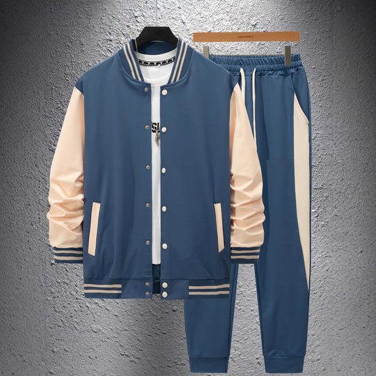 Herren nan College-Trainingsanzug aus Baumwollmischung mit gesteppter Collegejacke und tapered Jogginghose Shop Nory