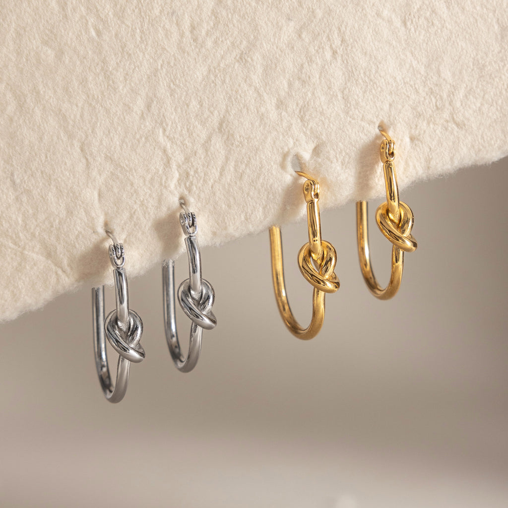 Damen Edelstahl Ohrringe mit einzigartigem Knoten-Design Shop Nory