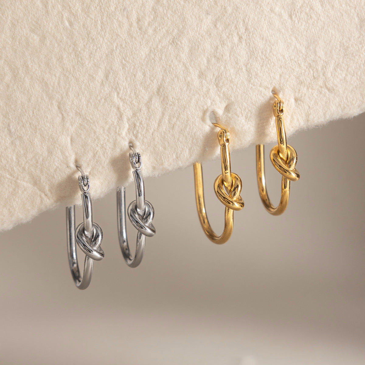 Damen Edelstahl Ohrringe mit einzigartigem Knoten-Design Shop Nory