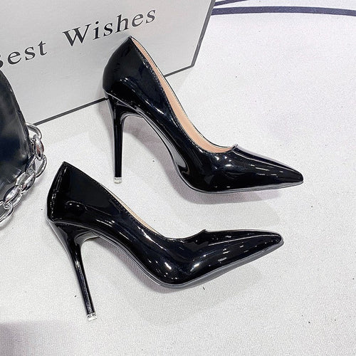 Damen elegante spitze High Heels mit glänzendem Finish