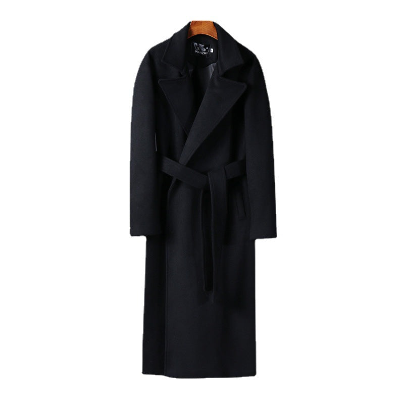 Herren Maxilanger Wollmix-Mantel mit Schalkragen und Bindegürtel Shop Nory