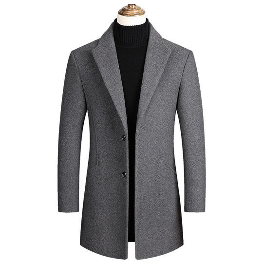 Herren Taillierter Wollmix-Mantel mit Notch-Revers und Zweiknopfverschluss Shop Nory