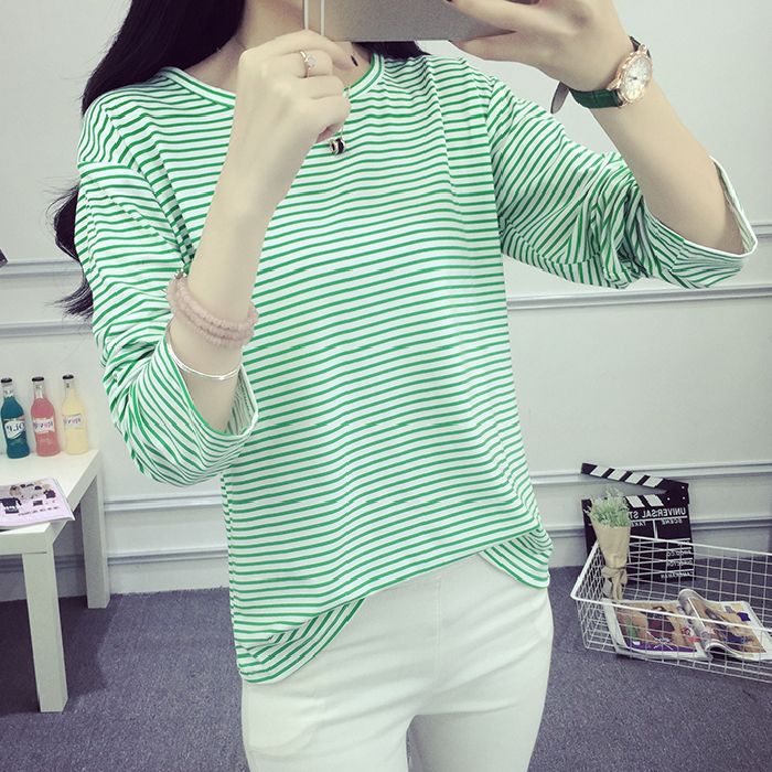Damen gestreiftes Langarmshirt mit weichem Strukturstoff und lässigem Schnitt