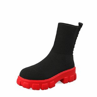 Damen trendige Stiefel mit hohem Schaft und robustem Plateau