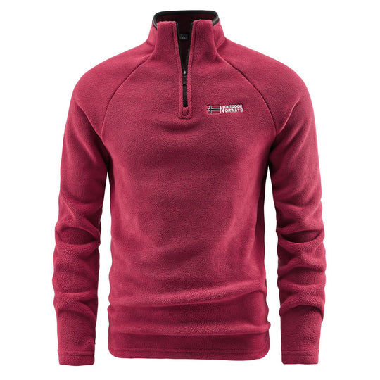 Herren Fleece-Pullover mit halbem Reißverschluss und hohem Stehkragen Shop Nory
