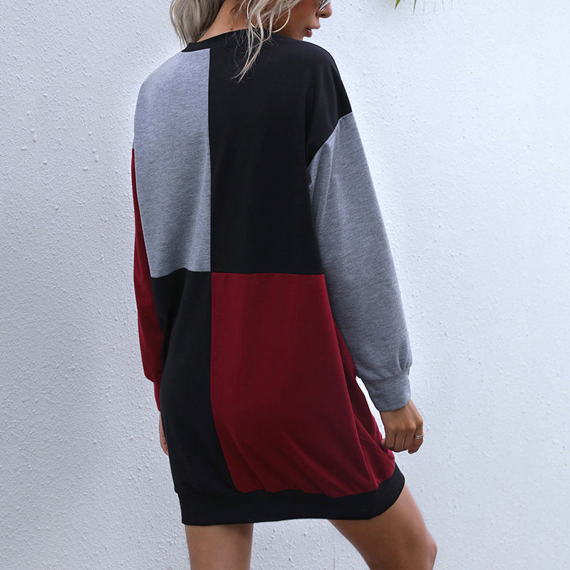 Damen Langarm-Sweatkleid mit Blockpaneelen und weitgeschnittener Passform Shop Nory