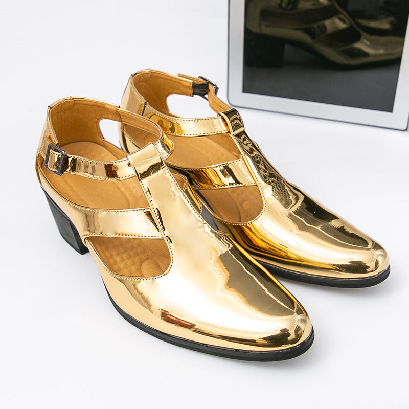 Damen Elegante Metallic Heels mit verstellbarem Riemen Shopnory
