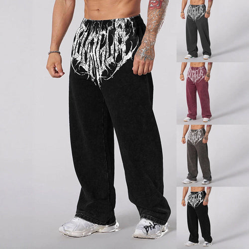 Herren nan weiche gewaschene Jogginghose mit weitem Schnitt und elastischem Bund