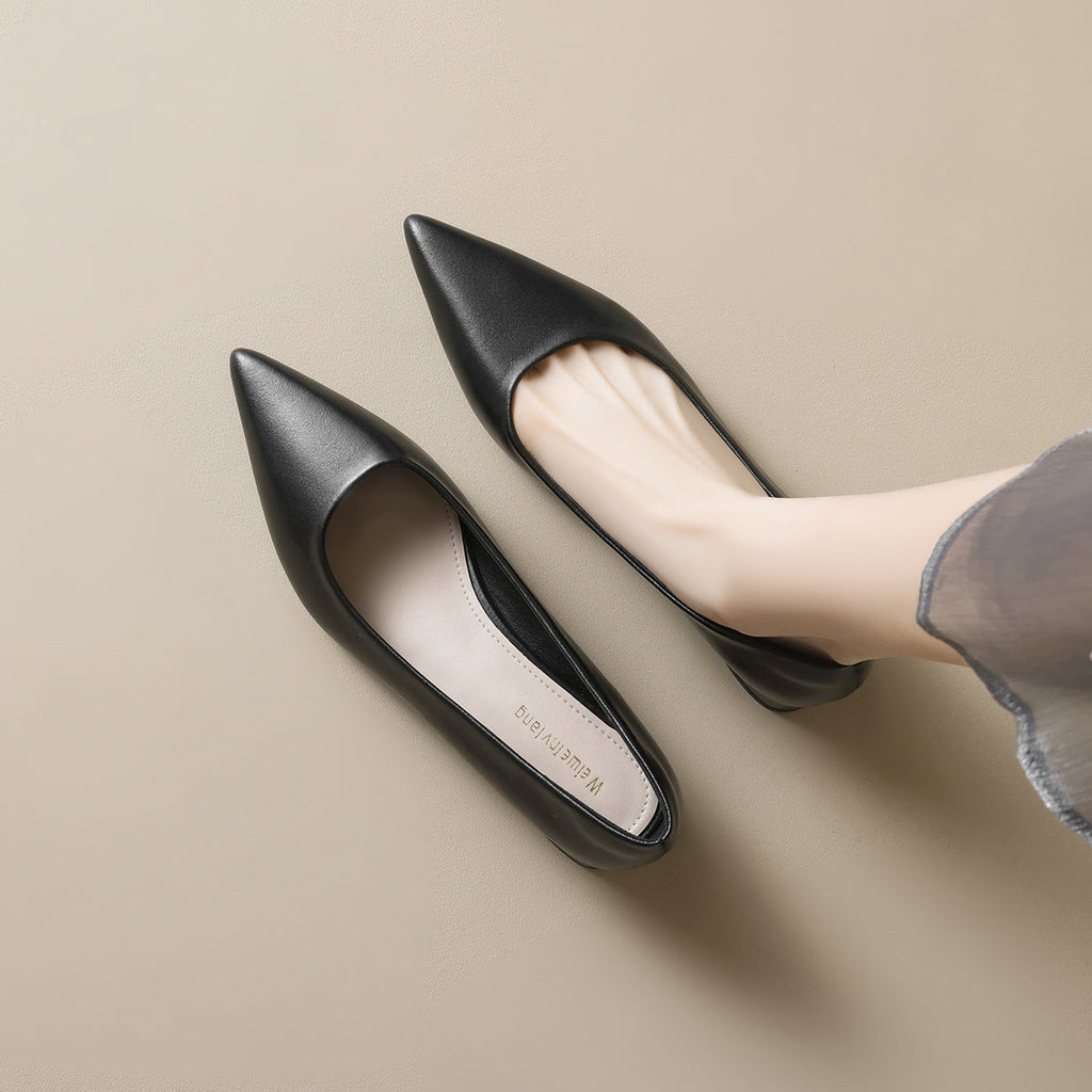 Damen elegante Pumps mit spitzem Zehenbereich und komfortablem Blockabsatz
