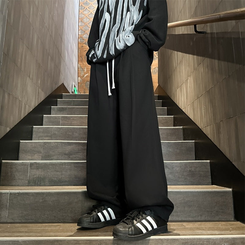 Herren Weitgeschnittene Palazzo-Loungehose mit Tunnelzug, hoher Taille und fließender Baumwollmischung Shop Nory