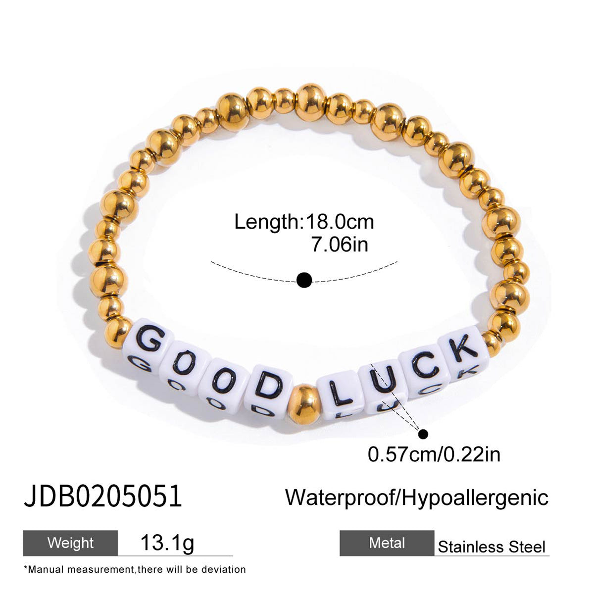 Damen Armband mit personalisierten Glücksperlen aus hypoallergenem Edelstahl Shop Nory