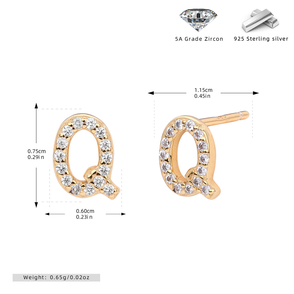 Damen Ohrstecker aus 925 Sterling Silber mit luxuriösem Zirkonbuchstaben R Shop Nory