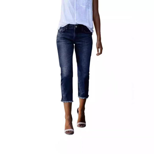Damen zeitlose Jeans im modernen Schnitt mit cropped Bein