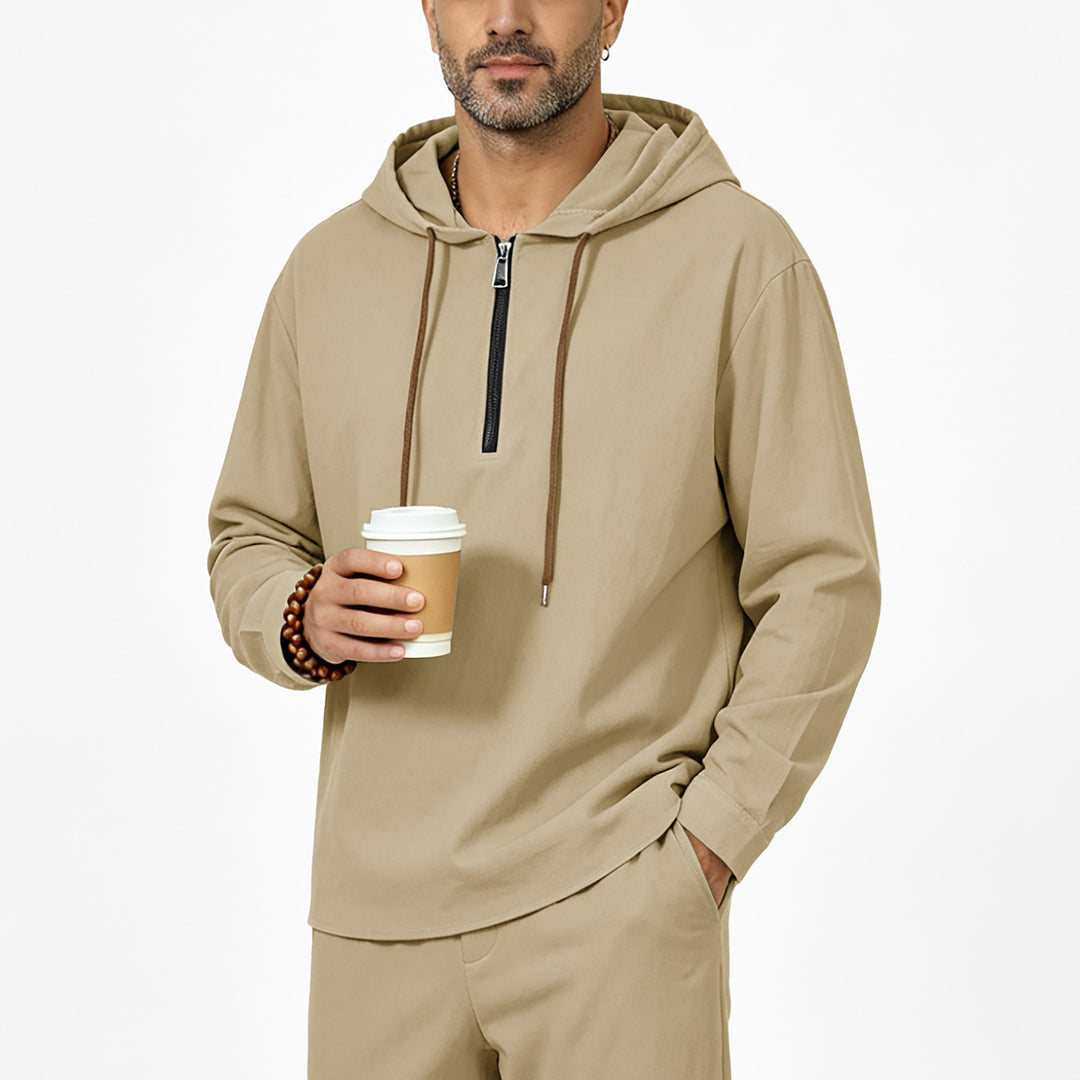 Herren Kapuzenpullover mit Halbzip, Tunnelzug und gerundetem Saum Shop Nory