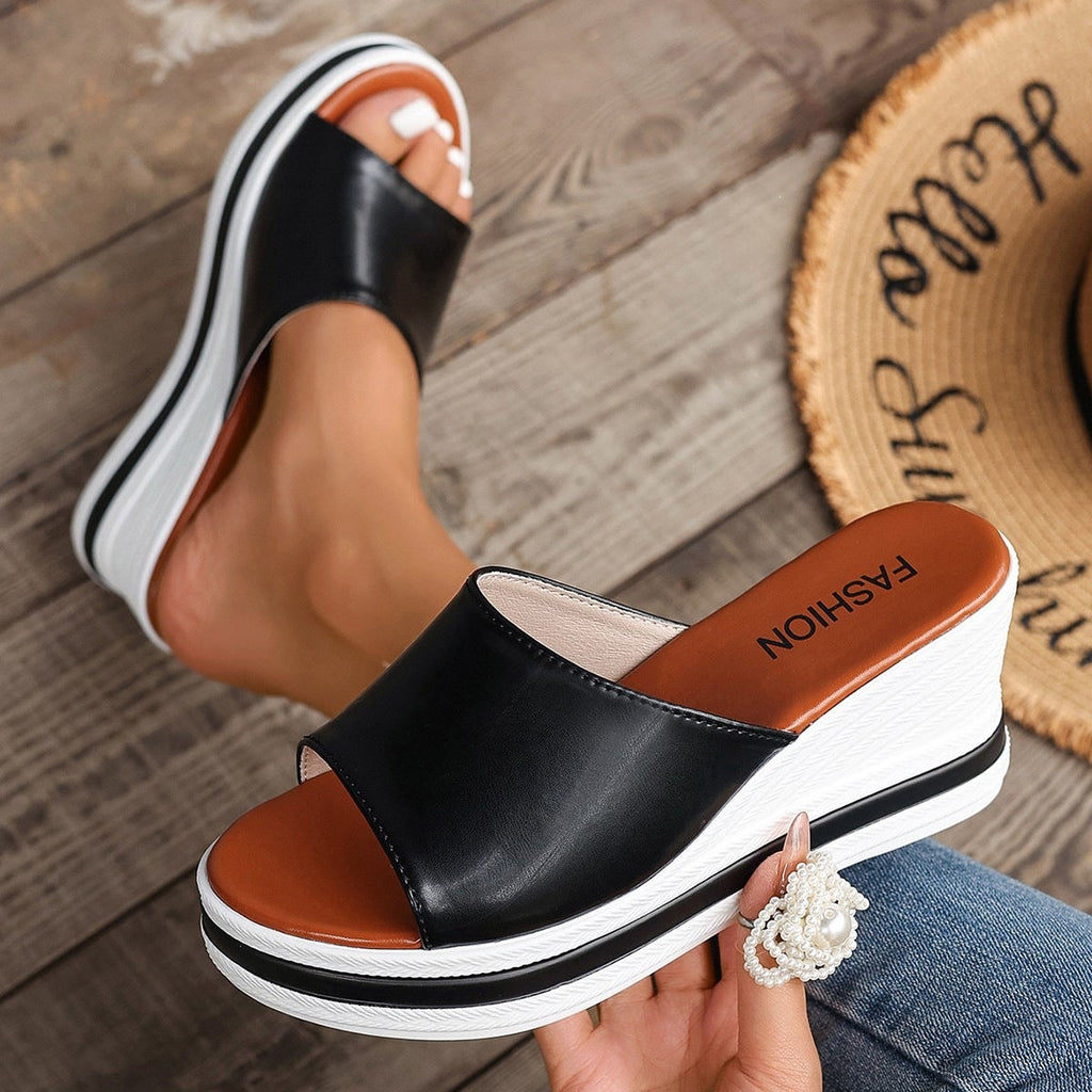 Damen Plattform-Pantoletten mit elegantem Design und offenem Schnitt Shopnory