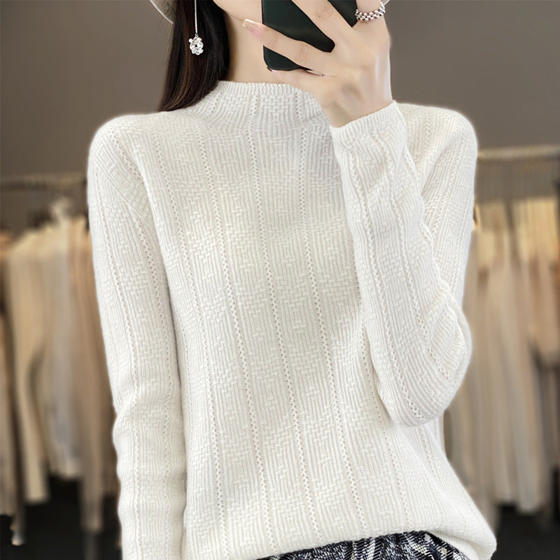 Damen Strukturierter Mockneck-Pullover aus kaschmirähnlicher Wollmischung Shop Nory