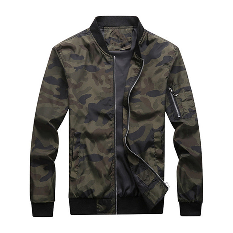 Herren Camouflage-Bomberjacke mit Ärmeltasche, elastischen Bündchen und leichter Windbreaker-Qualität Shop Nory