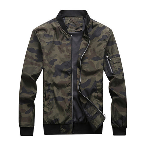 Herren Camouflage-Bomberjacke mit Ärmeltasche, elastischen Bündchen und leichter Windbreaker-Qualität Shop Nory