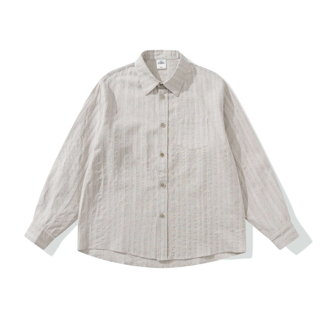 Unisex Lockeres Overshirt aus Leinenmischung mit Struktur und Brusttasche Shop Nory