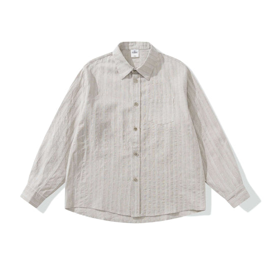 Unisex Lockeres Overshirt aus Leinenmischung mit Struktur und Brusttasche Shop Nory