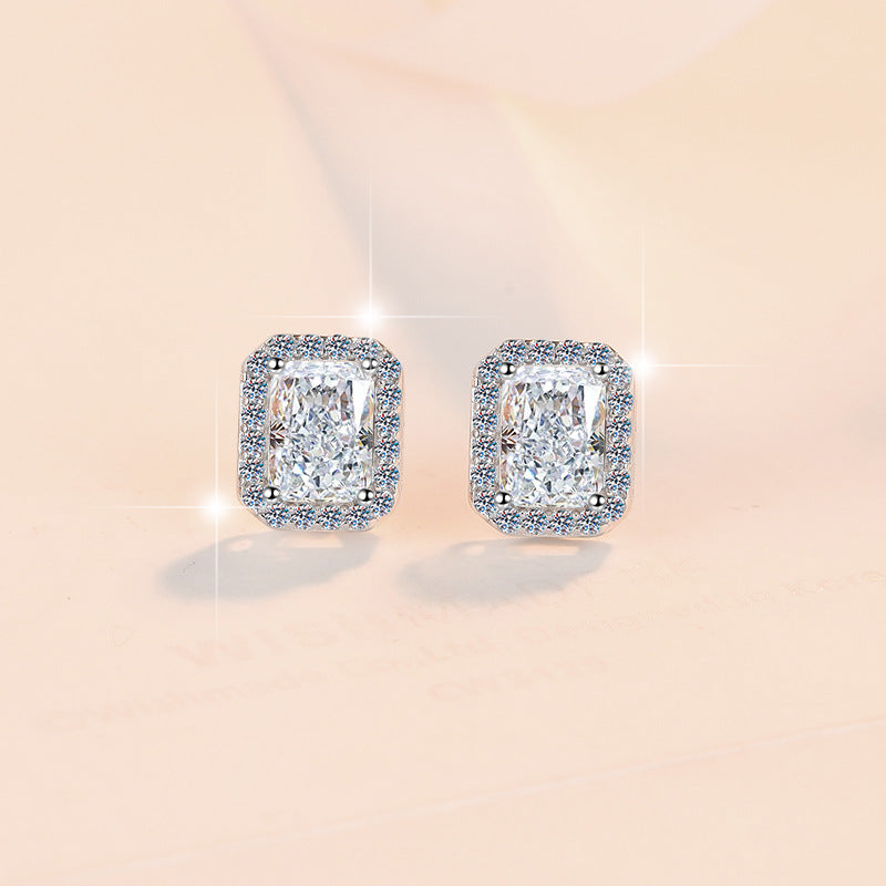 Damen Ohrringe mit quadratischem Zirkonia-Rahmen Shop Nory