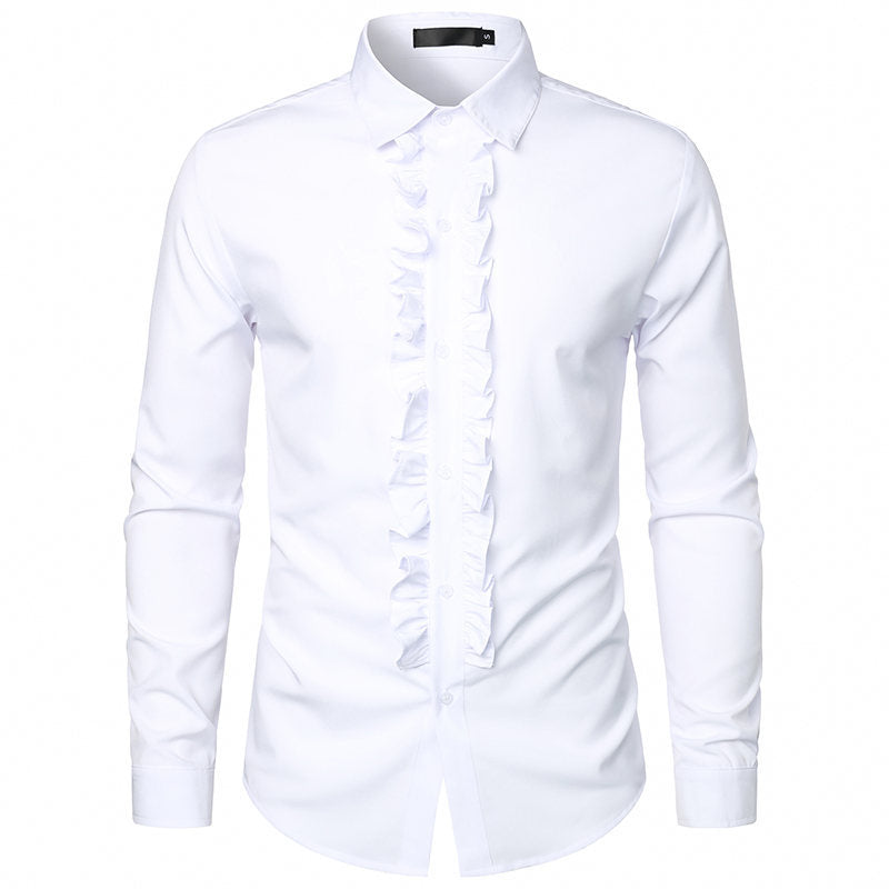 Herren elegantes Rüschenhemd mit modernem Schnitt