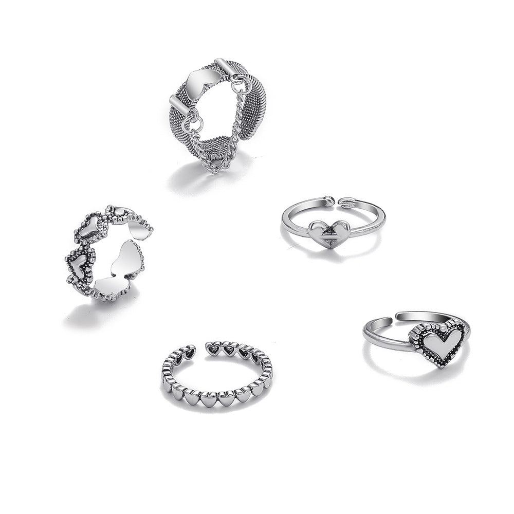 Damen Ring-Set mit filigranen und herzförmigen Designs Shop Nory