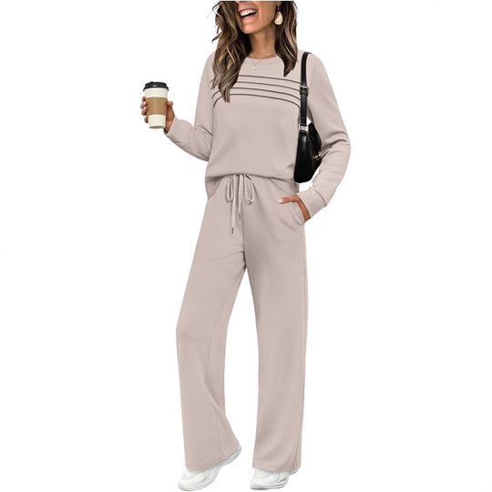 Damen Lounge-Set aus weichem Sweatstoff mit gerafftem Oberteil und weit geschnittenen Jogginghosen Shop Nory