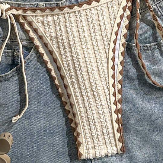 Damen Triangel-Bikini mit gestreiften BindShopnoryändern