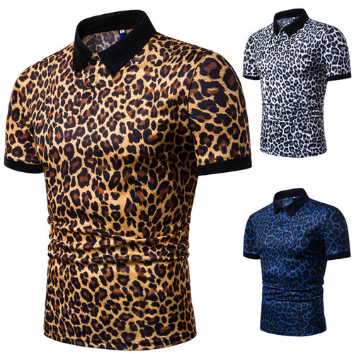 Herren Polo-Shirt mit aufregendem Leopardenmuster und modernem Schnitt