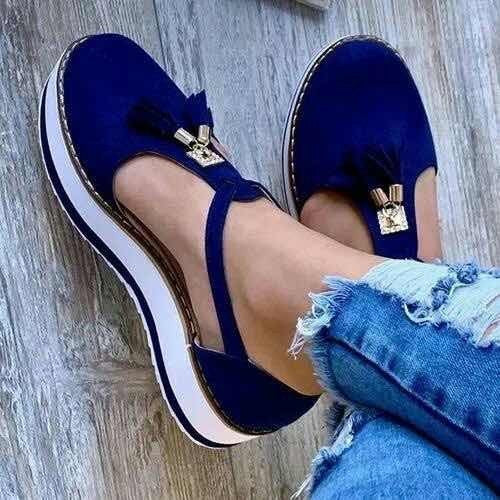 Damen Halbschuhe mit modischen Quasten und rutschfester Sohle