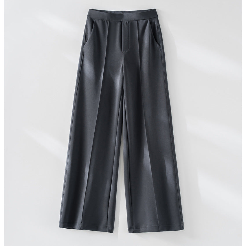 Damen Weite Highwaist-Hose mit Bügelfalte, elastischem Bund und Eingrifftaschen Shop Nory