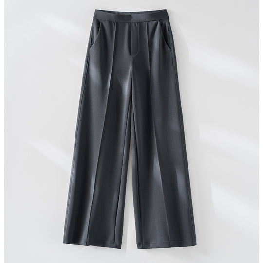 Damen Weite Highwaist-Hose mit Bügelfalte, elastischem Bund und Eingrifftaschen Shop Nory